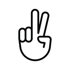 Fototapeta premium Hand gesture V sign for victory or peace line icon. Simple outline style for apps and websites. Vector illustration on white background. EPS 10