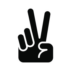 Obraz premium Hand gesture V sign for victory or peace glyph icon. Simple solid style for apps and websites. Vector illustration on white background. EPS 10