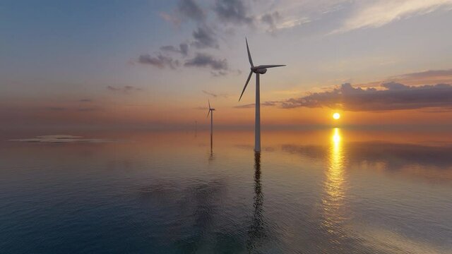 바다위 풍력발전기