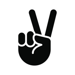 Hand gesture V sign for victory or peace glyph icon. Simple solid style for apps and websites. Vector illustration on white background. EPS 10