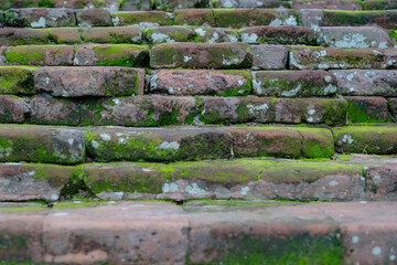 Old or ancient bricks made for temple in Indonesia. It's a symbol for a strong and long last material for construction business.
