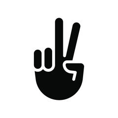 Hand gesture V sign for victory or peace glyph icon. Simple solid style for apps and websites. Vector illustration on white background. EPS 10