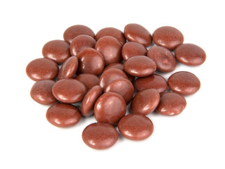 dragee drops chocolate glazed isolated on the white background