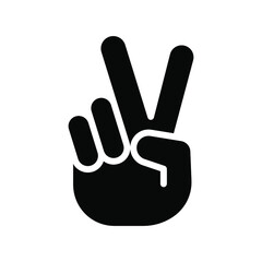 Obraz premium Hand gesture V sign for victory or peace glyph icon. Simple solid style for apps and websites. Vector illustration on white background. EPS 10