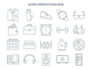 Linear Style Set Of Active Lifestyle Icon.