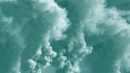 Abstract 3D illustration - multi colored background of heavy smoke, factory pollution concept