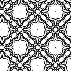 Fototapeta premium Geometric vector pattern with triangular elements. Seamless abstract ornament for wallpapers and backgrounds. Black and white colors.