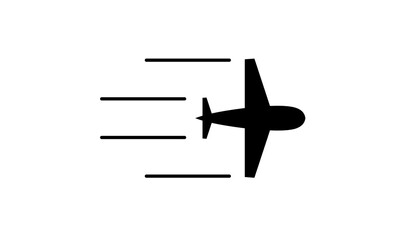 Isolated flying airplane silhouette icon
