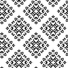 Geometric vector pattern with triangular elements. Seamless abstract ornament for wallpapers and backgrounds. Black and white colors.