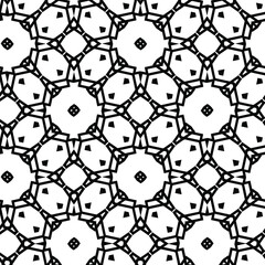 Geometric vector pattern with triangular elements. Seamless abstract ornament for wallpapers and backgrounds. Black and white colors.