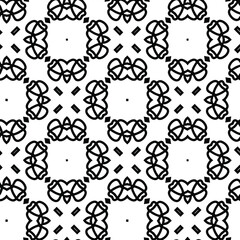 Geometric vector pattern with triangular elements. Seamless abstract ornament for wallpapers and backgrounds. Black and white colors.
