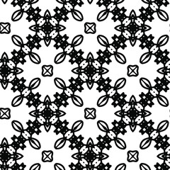 Geometric vector pattern with triangular elements. Seamless abstract ornament for wallpapers and backgrounds. Black and white colors