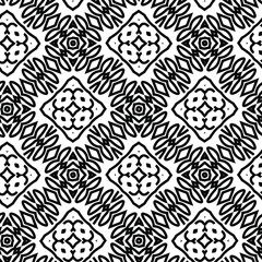  Geometric vector pattern with triangular elements. Seamless abstract ornament for wallpapers and backgrounds. Black and white colors