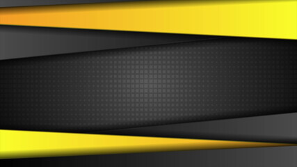 Bright yellow and black stripes abstract tech corporate background