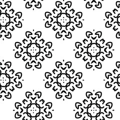  Geometric vector pattern with triangular elements. Seamless abstract ornament for wallpapers and backgrounds. Black and white colors