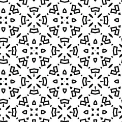  Geometric vector pattern with triangular elements. Seamless abstract ornament for wallpapers and backgrounds. Black and white colors