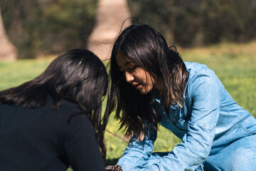 sisters in garden