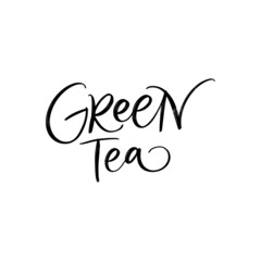 VECTOR HAND LETTERING TYPOGRAPHY. GREEN TEA