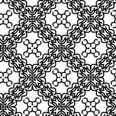 Fototapeta premium Geometric vector pattern with triangular elements. Seamless abstract ornament for wallpapers and backgrounds. Black and white colors