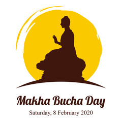 Makha Bucha Day, Buddha delivering his teachings shortly before his death to 1,250 monks, Vector Illustration