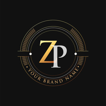 initial letter logo ZP gold and white color, with stamp and circle object, Vector logo design template elements for your business or company identity.