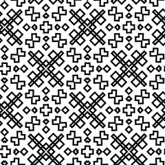  Geometric vector pattern with triangular elements. Seamless abstract ornament for wallpapers and backgrounds. Black and white colors.