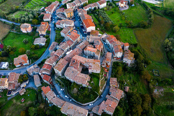 Aerial view, mountain village, Torniella, Piloni, Province of Grosseto, Region of Siena, Tuscany, Italy