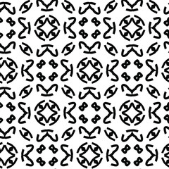  Geometric vector pattern with triangular elements. Seamless abstract ornament for wallpapers and backgrounds. Black and white colors.