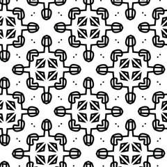 Geometric vector pattern with triangular elements. Seamless abstract ornament for wallpapers and backgrounds. Black and white colors.