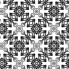 Geometric vector pattern with triangular elements. Seamless abstract ornament for wallpapers and backgrounds. Black and white colors.