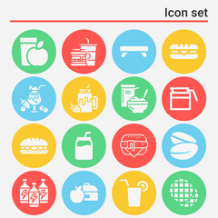16 pack of bacon  filled web icons set
