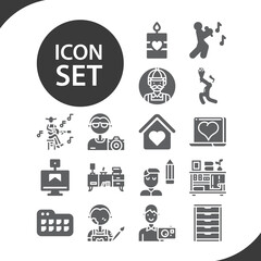 Simple set of creative person related filled icons.