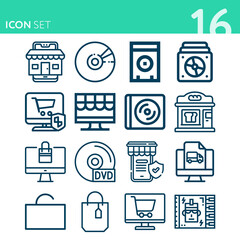 Simple set of 16 icons related to shit