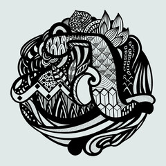 DOODLE LETTER A. VECTOR HAND LETTERING. LOGO LETTER A. LINE DRAWING