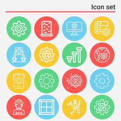 16 pack of mounting  lineal web icons set