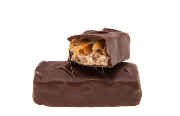 chocolate bar with nuts isolated