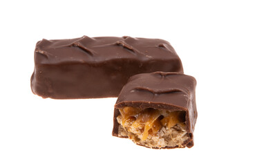 chocolate bar with nuts isolated