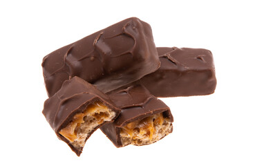 chocolate bar with nuts isolated