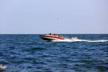 Obraz premium High speed boats on the sea, North China