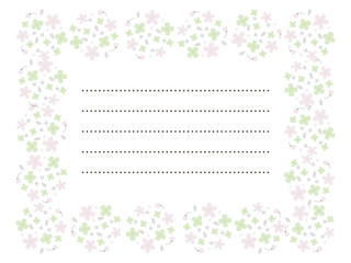Soft-colored cherry blossoms, rape blossoms, and spring letter frames