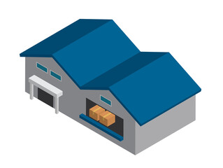 アイソメトリック 工場　倉庫　建物