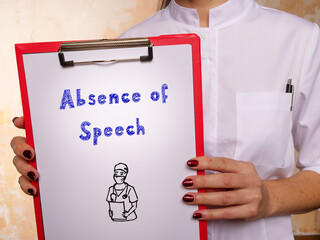 Medical concept meaning Absence of Speech with inscription on the sheet.