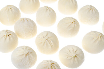 Fototapeta premium Frozen khinkali with minced meat, isolated on white background