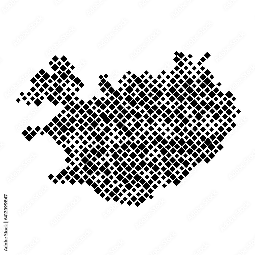 Poster iceland map from pattern of black rhombuses of different sizes. vector illustration.