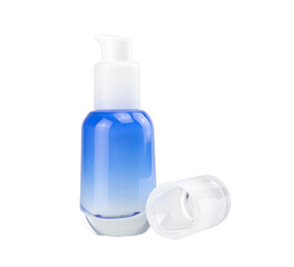 Blue Facial Serum Bottle Isolated White Background with clipping path