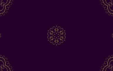 Simple and minimal background with yellow symmetrical floral on purple background design concept