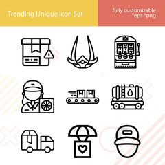 Fototapeta premium Simple set of shipment related lineal icons.