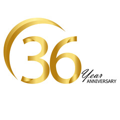 36 YEARS ANNIVERSARY CELEBRATION VECTOR TEMPLATE DESIGN ILLUSTRATION