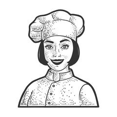 chef girl sketch raster illustration