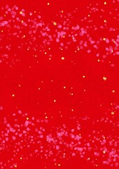 Obraz na płótnie Canvas 赤色の和紙に桜吹雪と金箔が描かれた背景